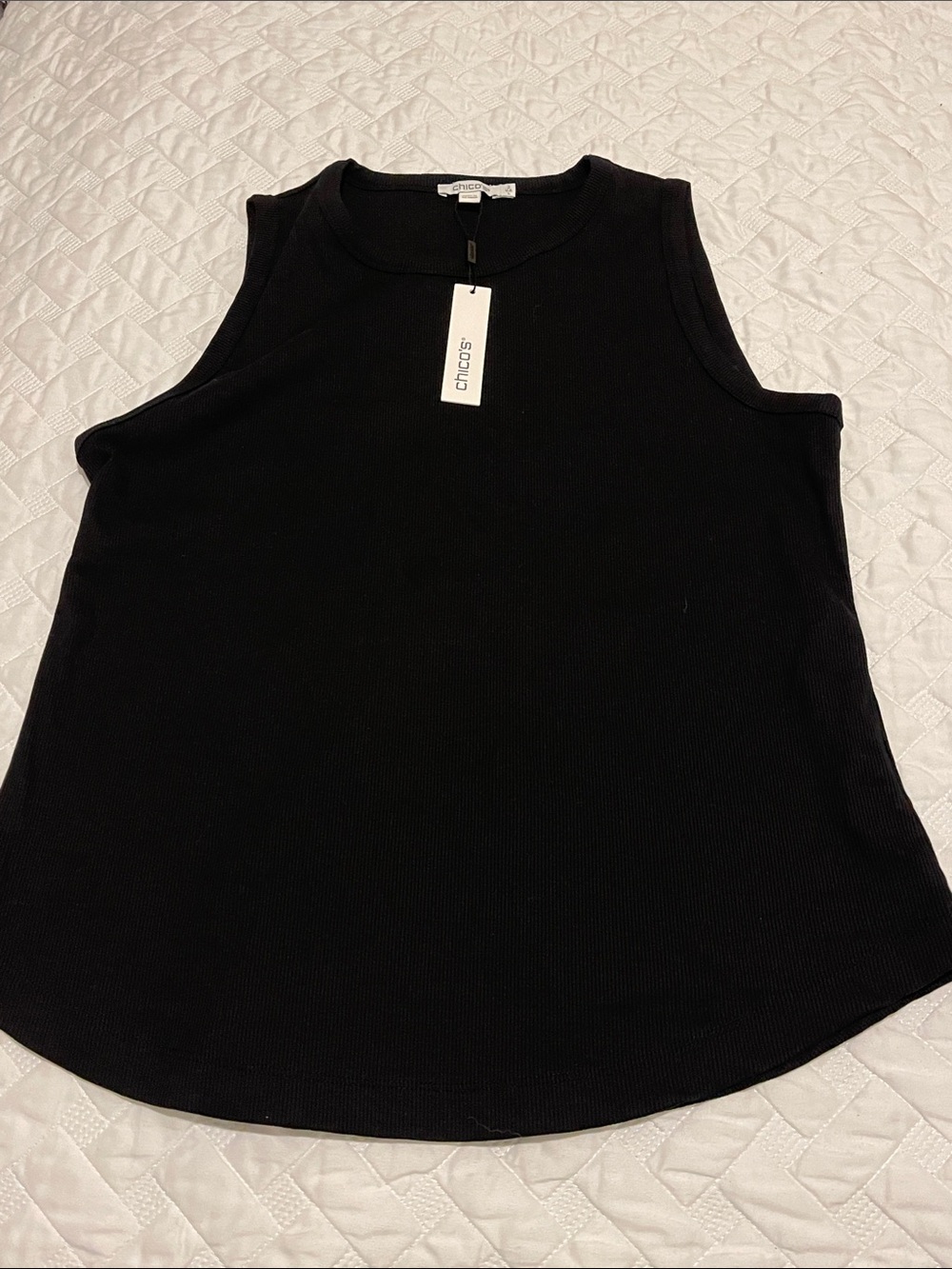 Chico's Black cotton span rib, high neck tank